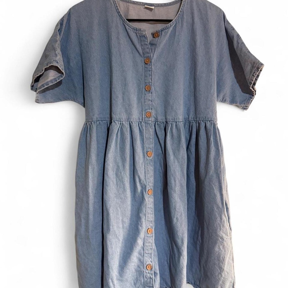 Next Blue Denim Babydoll Dress Girls 15 Yrs Fits Womens XS Small Smock Mini